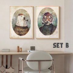 2pcs American Vintage Wild Animals Posters Set