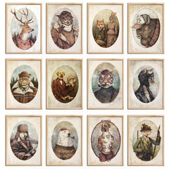 2pcs American Vintage Wild Animals Posters Set
