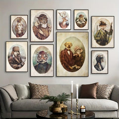 2pcs American Vintage Wild Animals Posters Set
