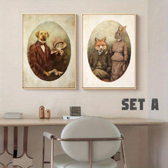 2pcs American Vintage Wild Animals Posters Set