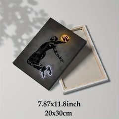 Framed Basketball Player Canvas Painting Wall Art