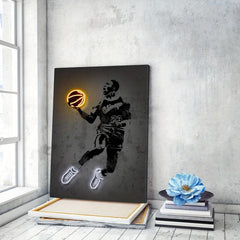 Framed Basketball Player Canvas Painting Wall Art