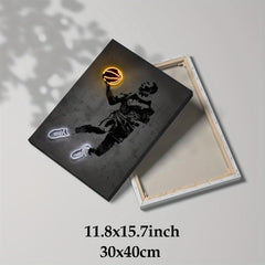 Framed Basketball Player Canvas Painting Wall Art