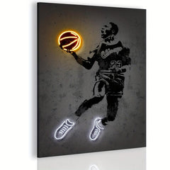 Framed Basketball Player Canvas Painting Wall Art