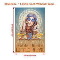 Vintage Canvas Painting Stay Trippie Little Hippie Motivation Quote Mushroom
