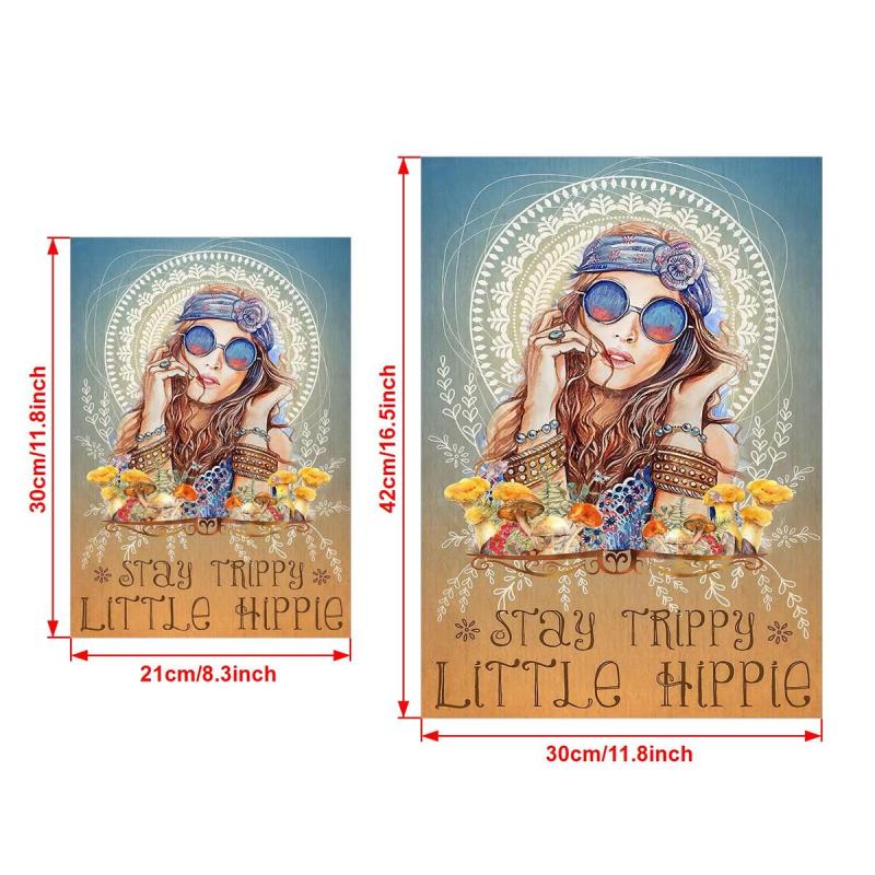 Vintage Canvas Painting Stay Trippie Little Hippie Motivation Quote Mushroom
