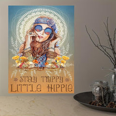 Vintage Canvas Painting Stay Trippie Little Hippie Motivation Quote Mushroom