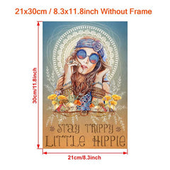 Vintage Canvas Painting Stay Trippie Little Hippie Motivation Quote Mushroom
