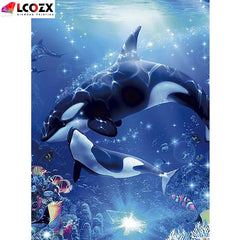 Family Dolphins 5D Diamond Painting Kit