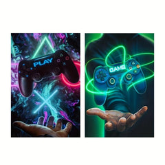 2pcs LED Game Handle Wall Poster Canvas Painting Home Decor