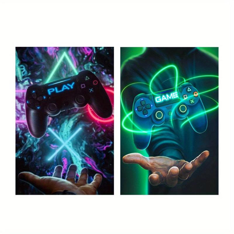 2pcs LED Game Handle Wall Poster Canvas Painting Home Decor