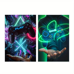 2pcs LED Game Handle Wall Poster Canvas Painting Home Decor