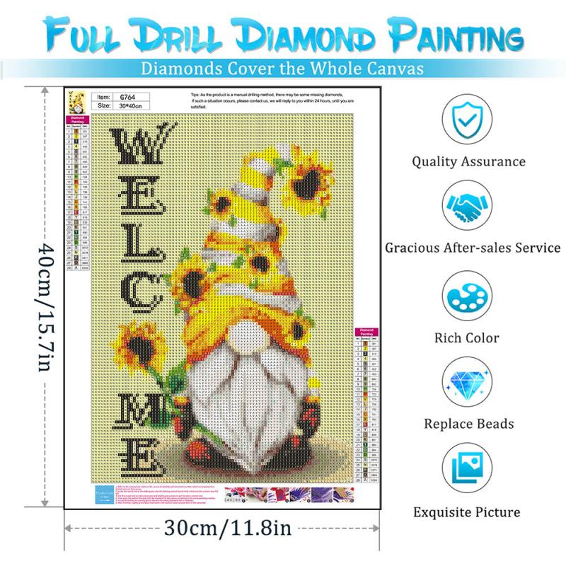 Gnome Diamond Painting Kits For Adults - DIY Full Drill Diamond Dots Art