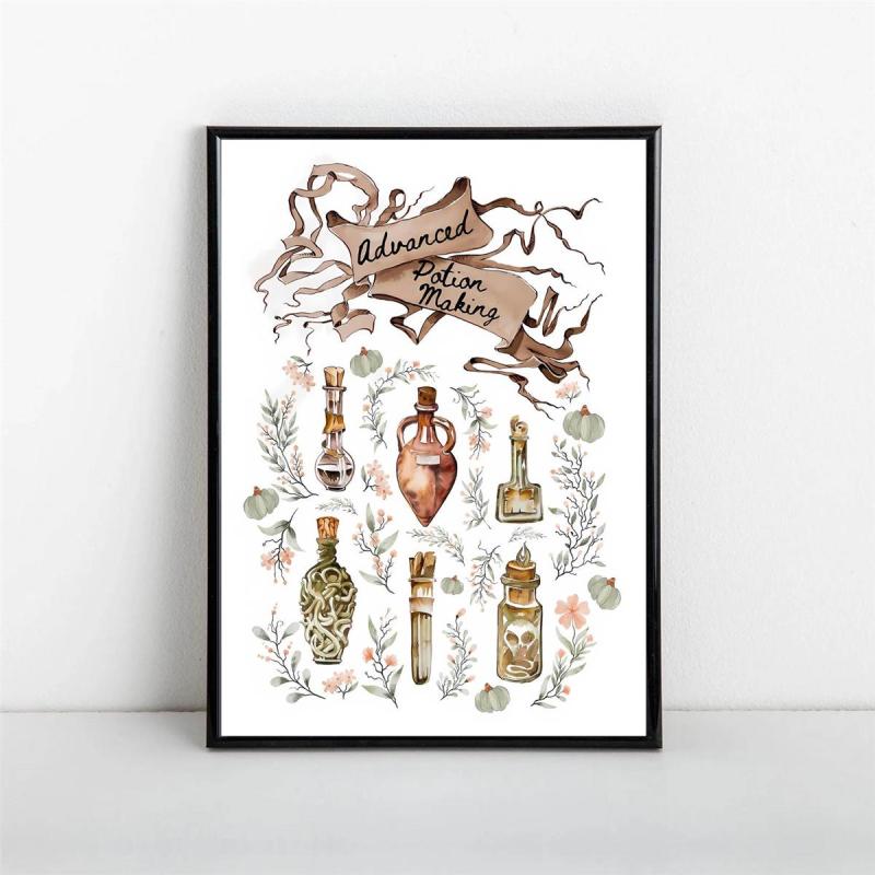 Canvas Poster Potion Making Chart Watercolor Wall Art