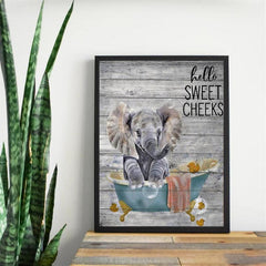 Funny Elephant Canvas Print Bathroom Wall Art Unframed