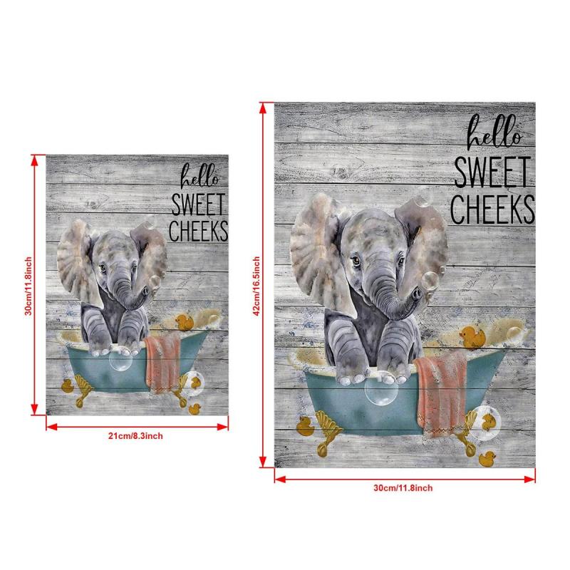 Funny Elephant Canvas Print Bathroom Wall Art Unframed