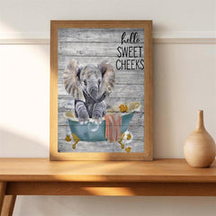 Funny Elephant Canvas Print Bathroom Wall Art Unframed