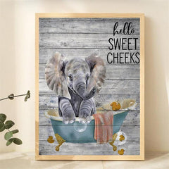 Funny Elephant Canvas Print Bathroom Wall Art Unframed