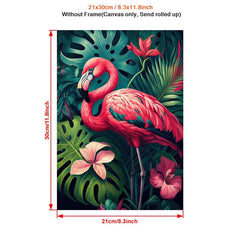 Canvas Poster Beach Tropical Jungle Floral Flamingo Art Print Monstera Leaves