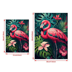 Canvas Poster Beach Tropical Jungle Floral Flamingo Art Print Monstera Leaves