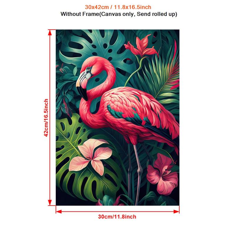 Canvas Poster Beach Tropical Jungle Floral Flamingo Art Print Monstera Leaves