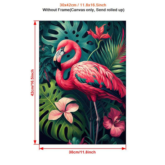 Canvas Poster Beach Tropical Jungle Floral Flamingo Art Print Monstera Leaves