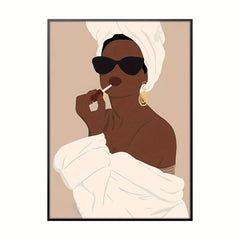 African American Women Bathroom Decor Wall Art Set