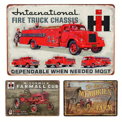 Nostalgic International Fire Truck Chassis Metal Sign