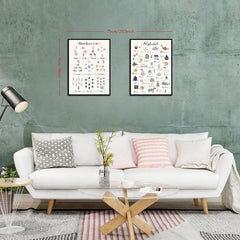 Alphabet Number Cartoon Poster Early Childhood Education Art Canvas Painting