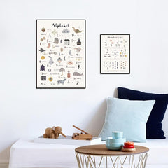 Alphabet Number Cartoon Poster Early Childhood Education Art Canvas Painting