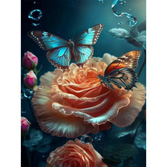 Butterfly Rose Full Round Diamond Painting Kit