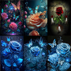Butterfly Rose Full Round Diamond Painting Kit