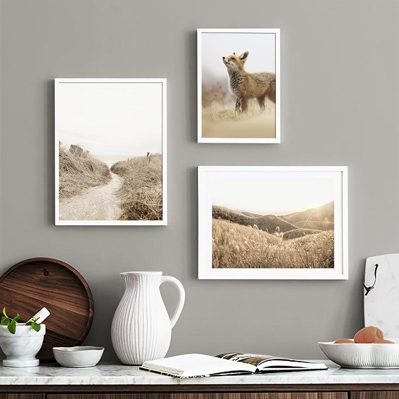 6pcs Meadow Reed & Animal Botanical Wall Picture Boho Style Art