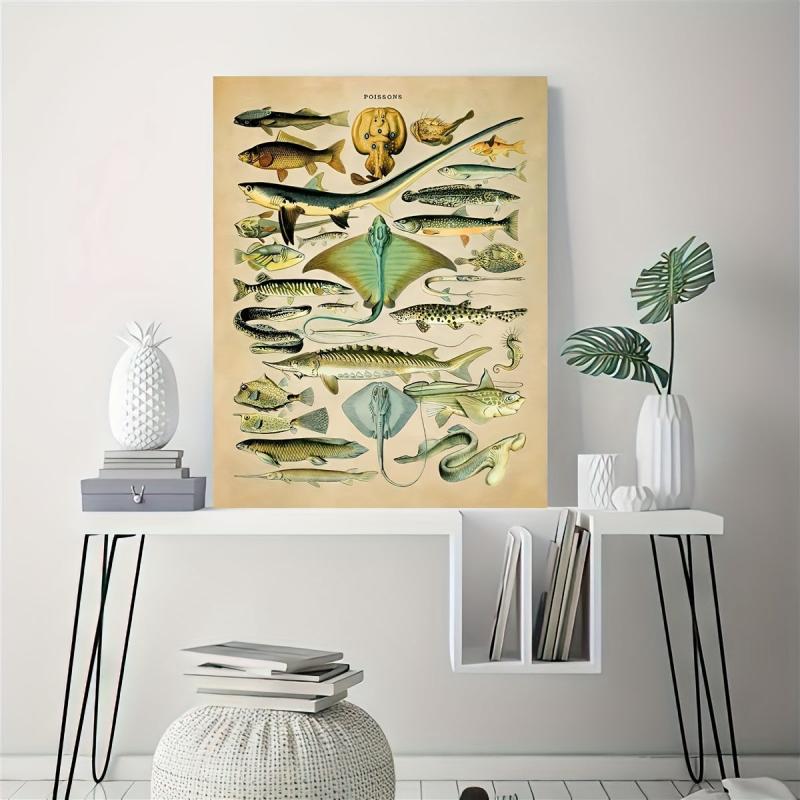 Fish Species Print Vintage Style Marine Life Chart Poster