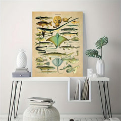 Fish Species Print Vintage Style Marine Life Chart Poster