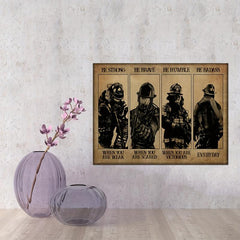 Strength & Courage Firefighter Poster - Home Decor