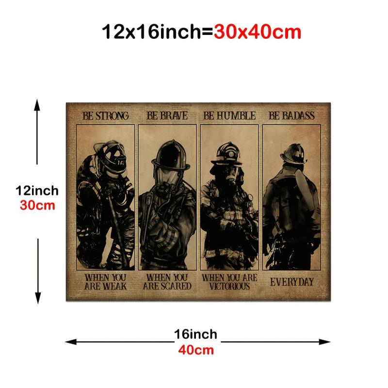 Strength & Courage Firefighter Poster - Home Decor