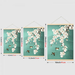 Chinese Hanging Scroll Painting Ginkgo Flower Bird Landscape Poster