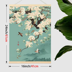 Chinese Hanging Scroll Painting Ginkgo Flower Bird Landscape Poster