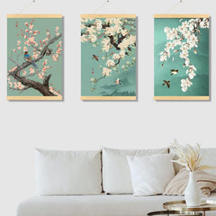 Chinese Hanging Scroll Painting Ginkgo Flower Bird Landscape Poster