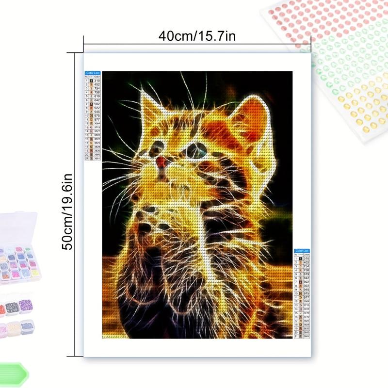 Glowing Cat Diamond Painting Kit for Adults - Full Drill Round Diamonds