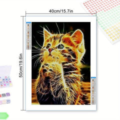 Glowing Cat Diamond Painting Kit for Adults - Full Drill Round Diamonds