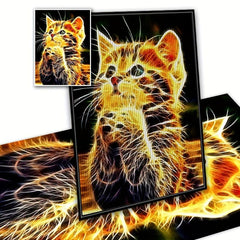 Glowing Cat Diamond Painting Kit for Adults - Full Drill Round Diamonds