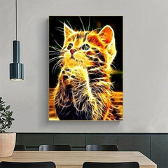 Glowing Cat Diamond Painting Kit for Adults - Full Drill Round Diamonds
