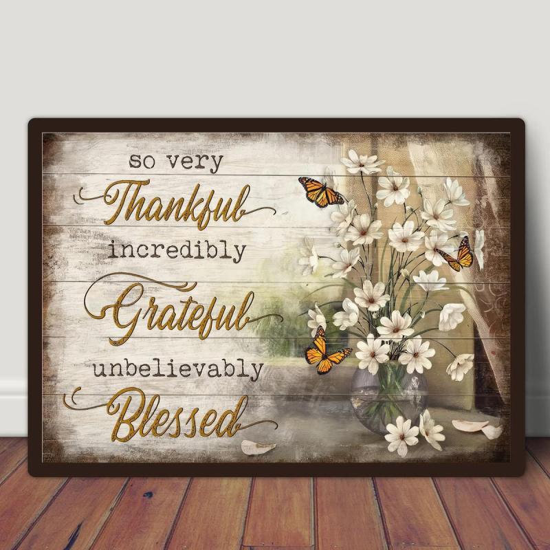 Thankful Grateful Blessed God Canvas Art Poster