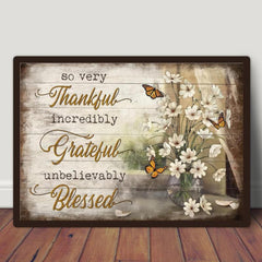 Thankful Grateful Blessed God Canvas Art Poster