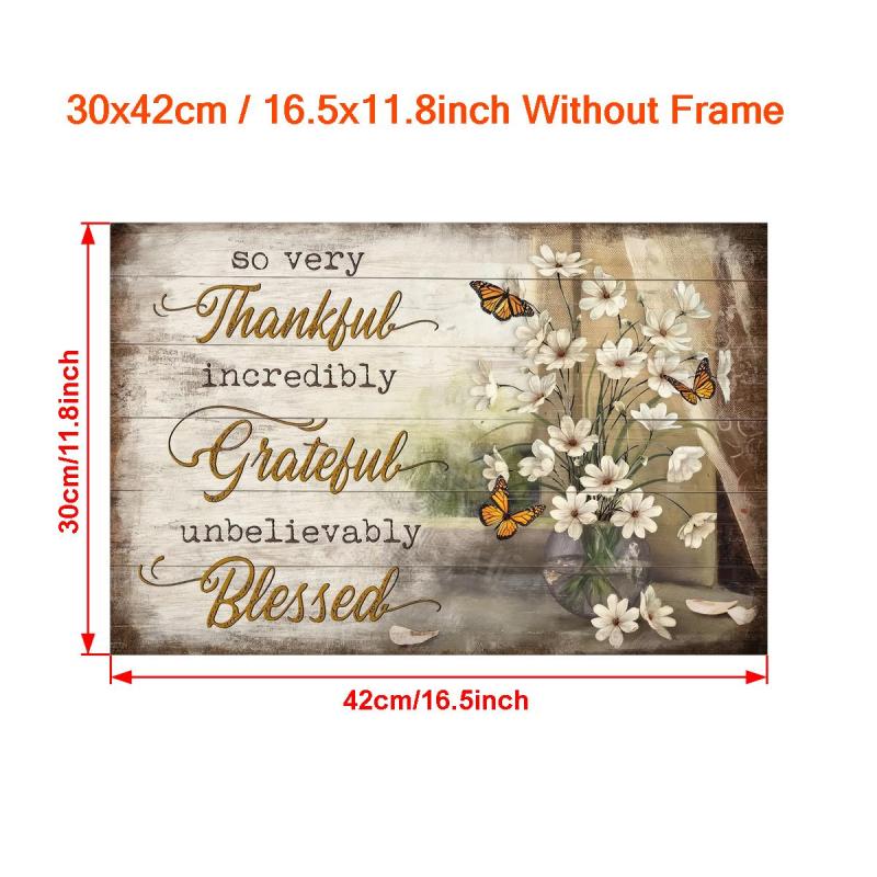 Thankful Grateful Blessed God Canvas Art Poster