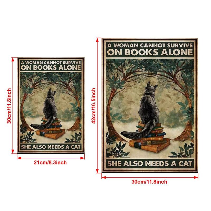 Cat And Book Poster Wall Art Canvas Poster