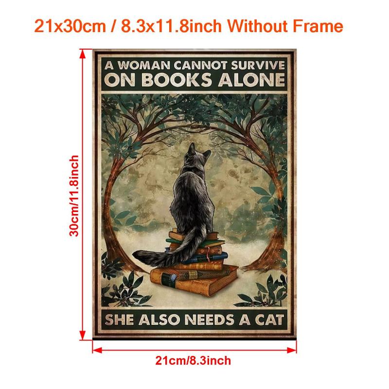 Cat And Book Poster Wall Art Canvas Poster