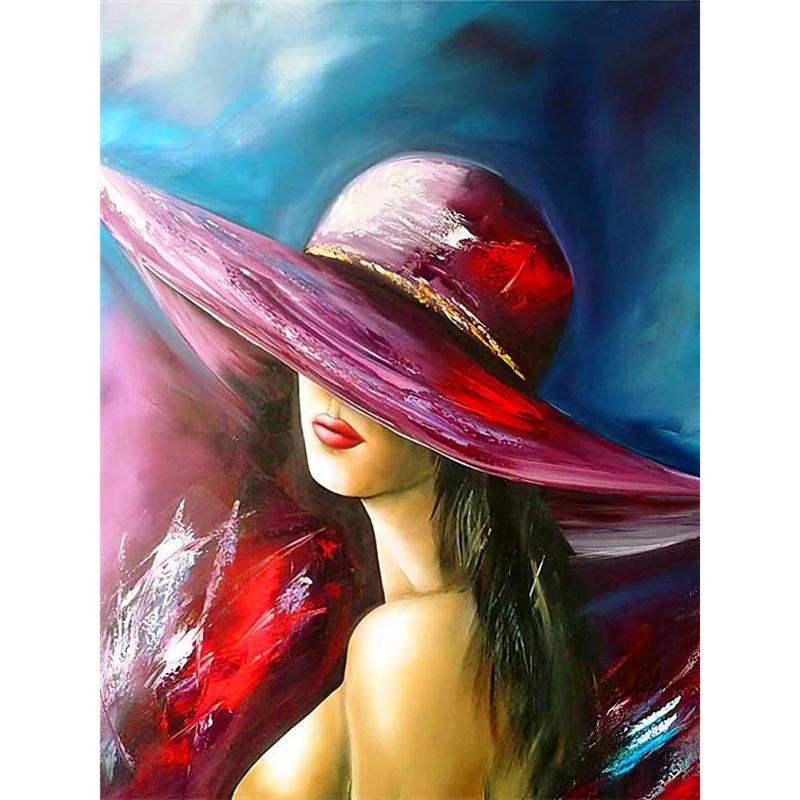 5D Diamond Painting Kit Woman With Hat Full Drill Art DIY